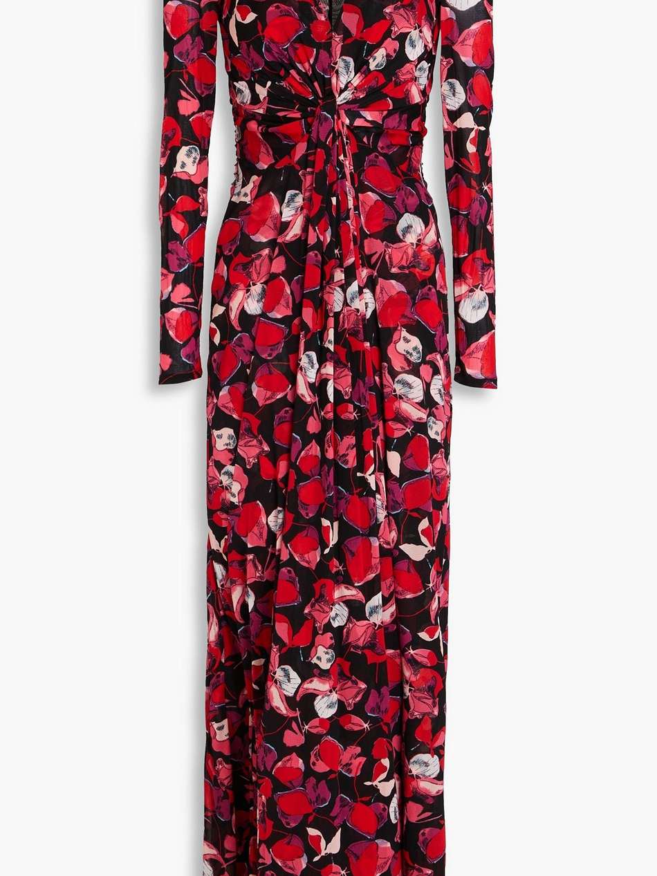 adara floral-print mesh maxi dress