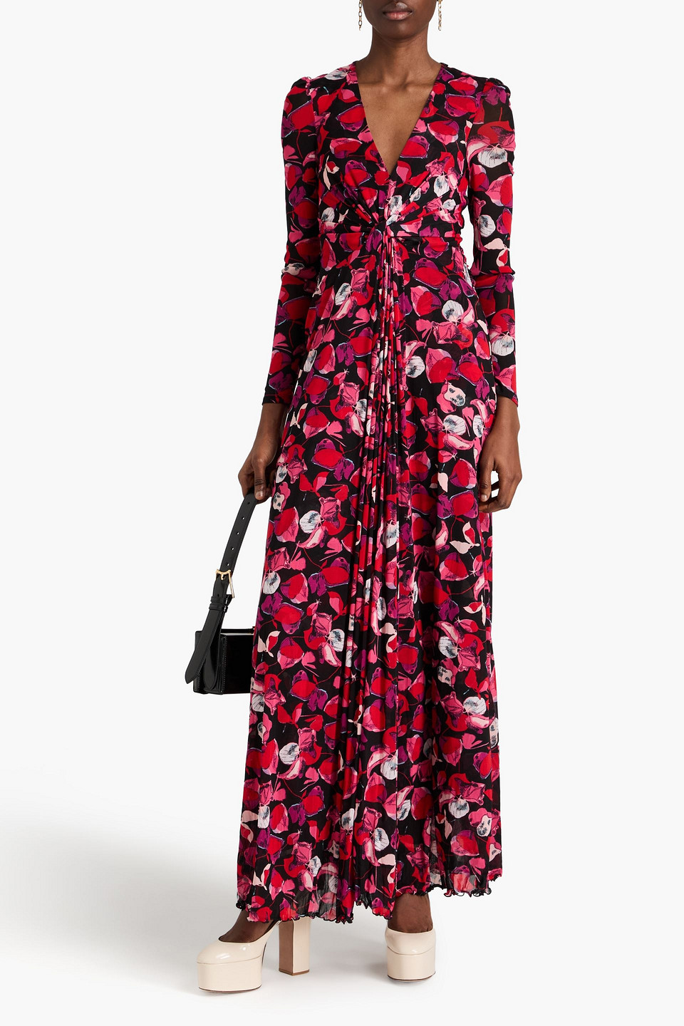 Diane Von Furstenberg Adara Floral Long Sleeve Maxi Dress In Red