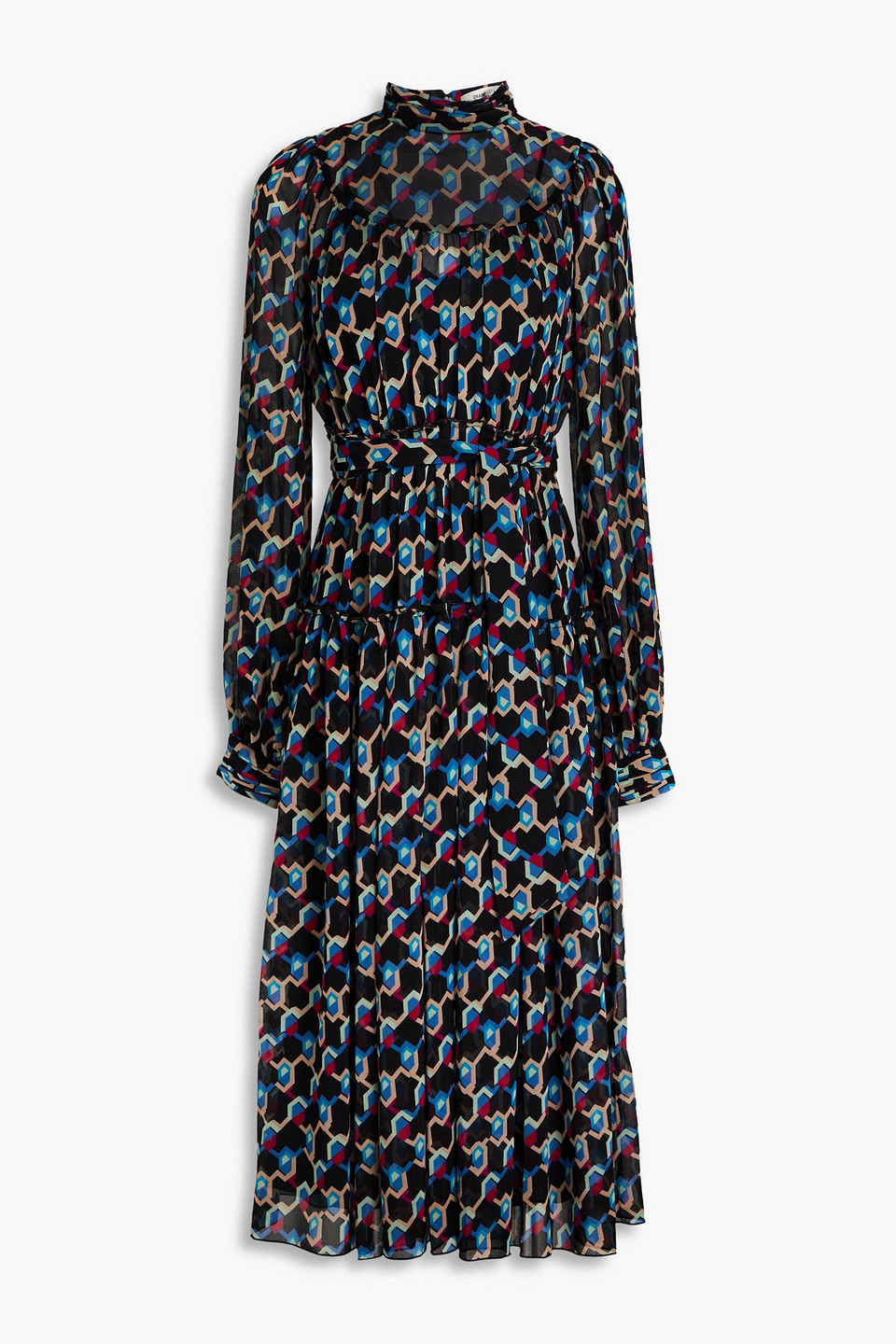 Diane Von Furstenberg Kentt Midikleid Mit Geometrischem Print In Black