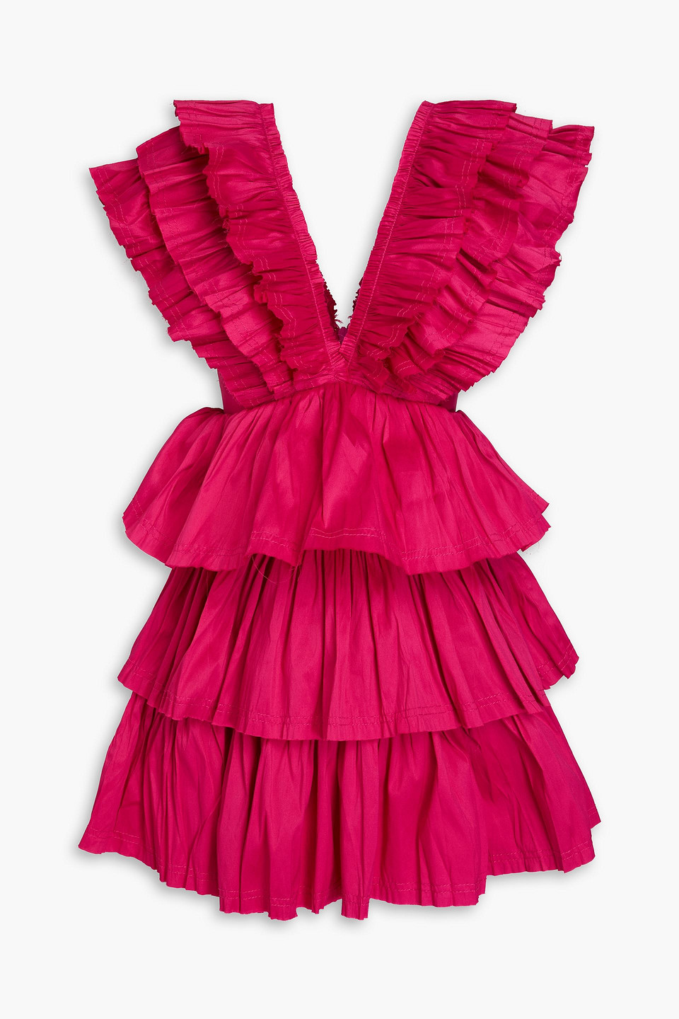 Aje Rhythmic Tiered Taffeta Mini Dress In Fuchsia