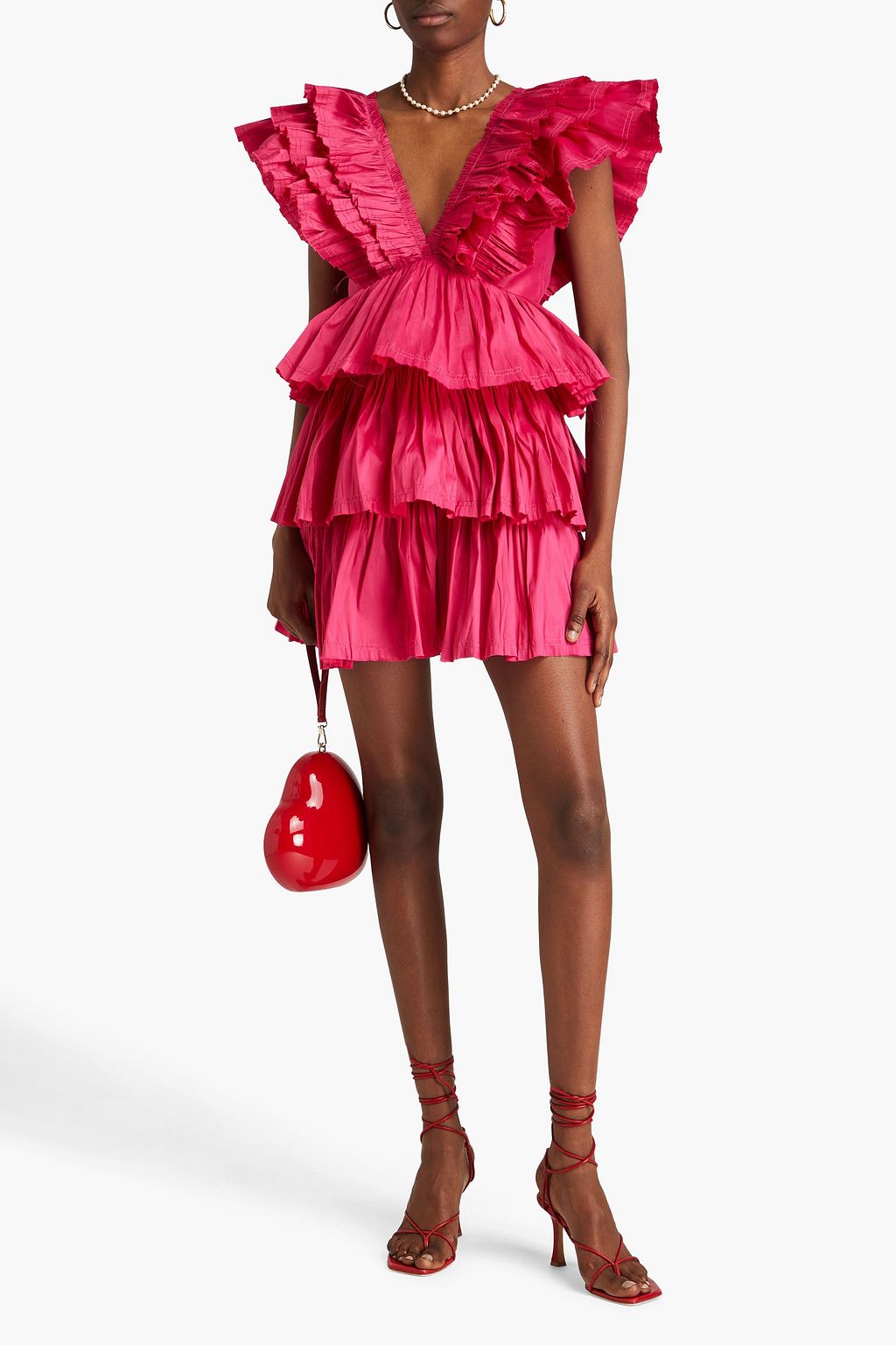 AJE. Rhythmic ruffled cotton-poplin mini dress