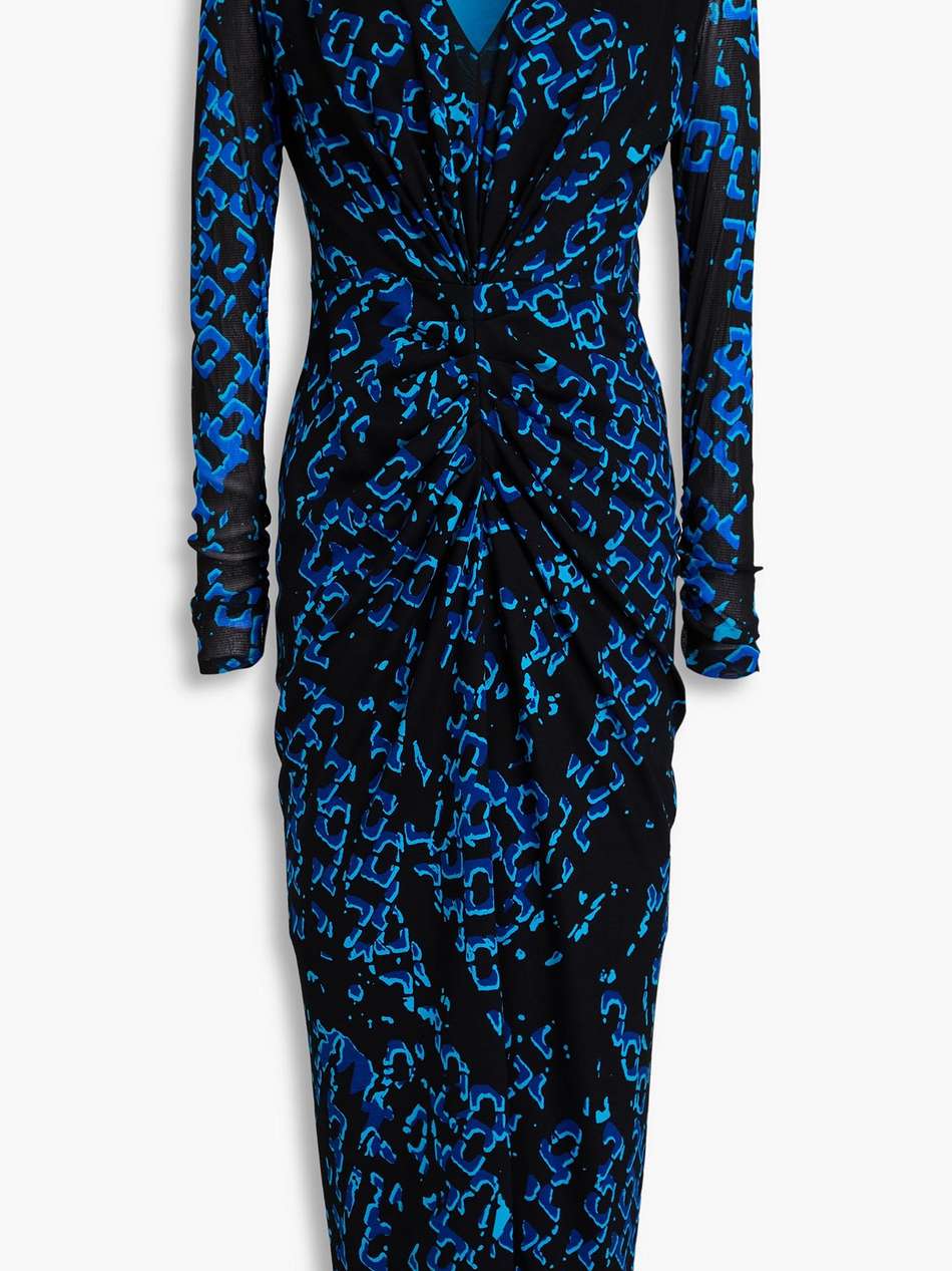 hades mesh-paneled printed jersey midi dress