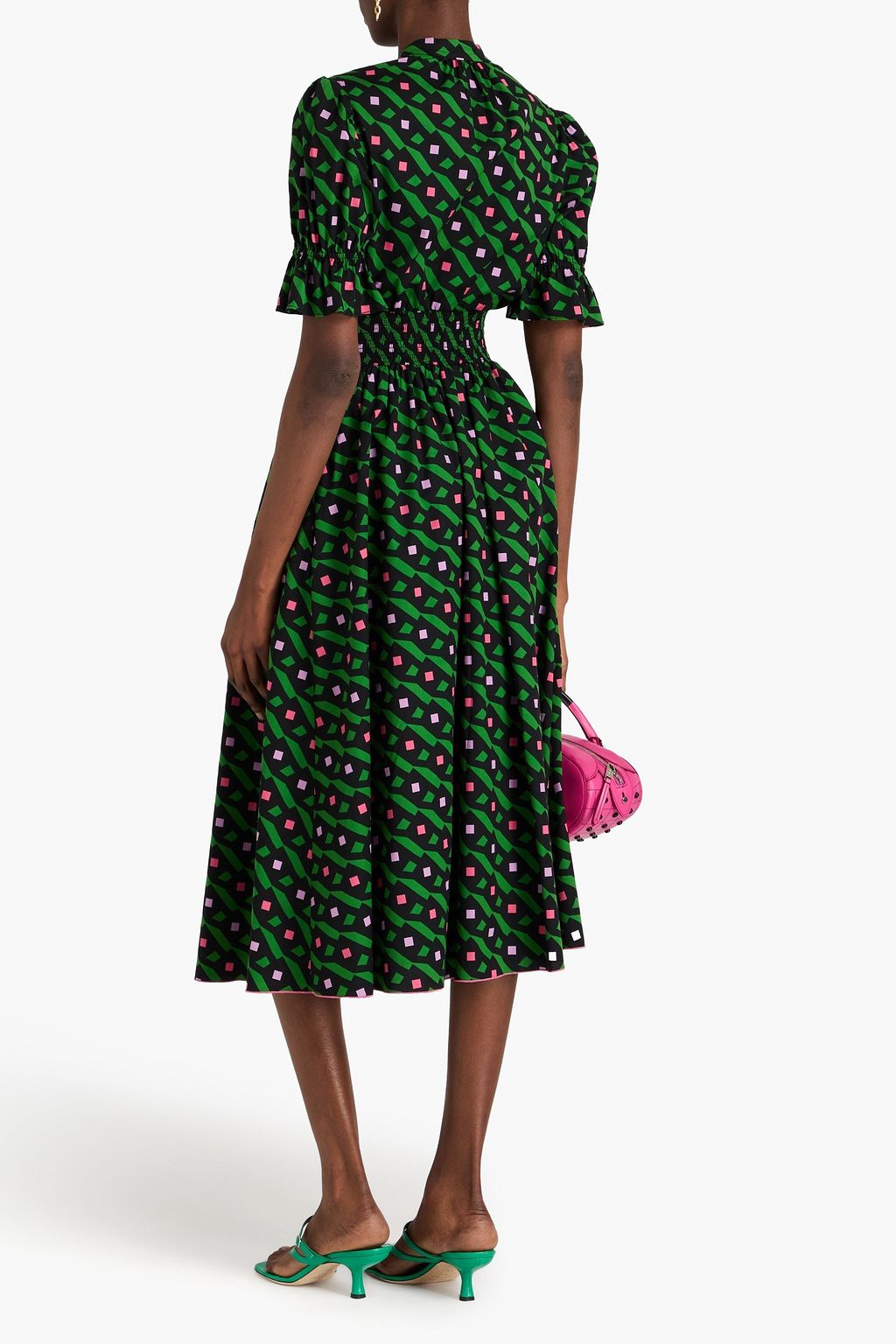 DIANE VON FURSTENBERG 프린트 스트레치 코튼 포플린 미디 드레스