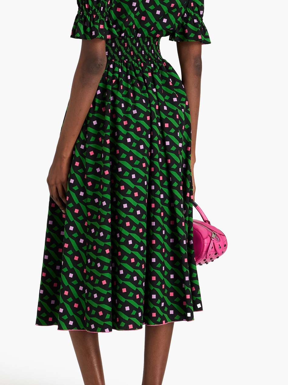 erica printed stretch-cotton poplin midi dress