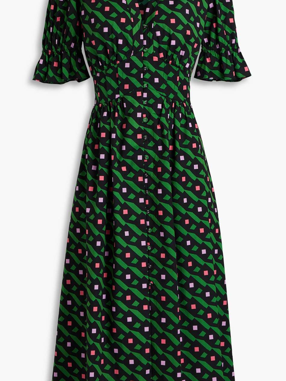 erica printed stretch-cotton poplin midi dress