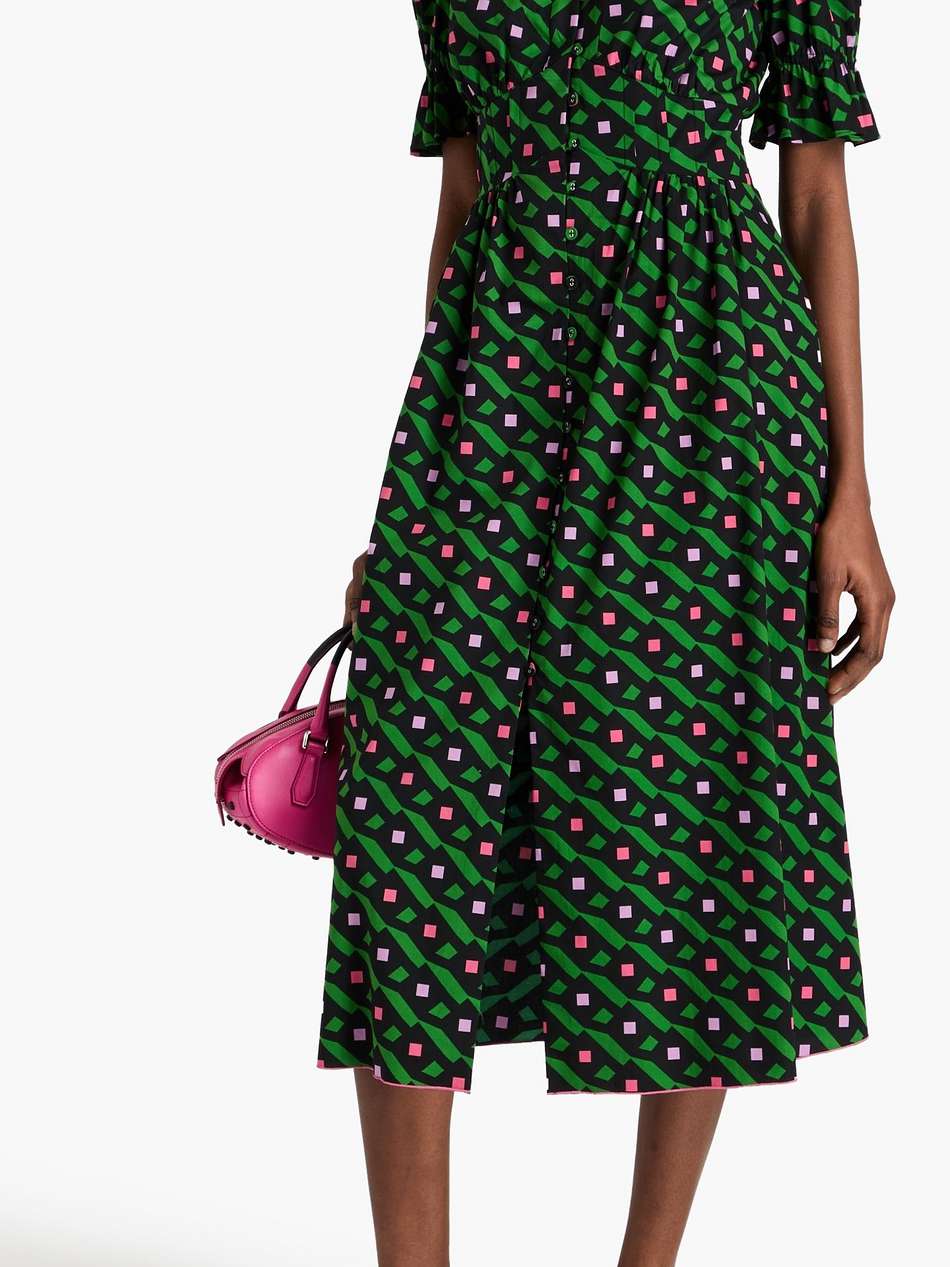 erica printed stretch-cotton poplin midi dress