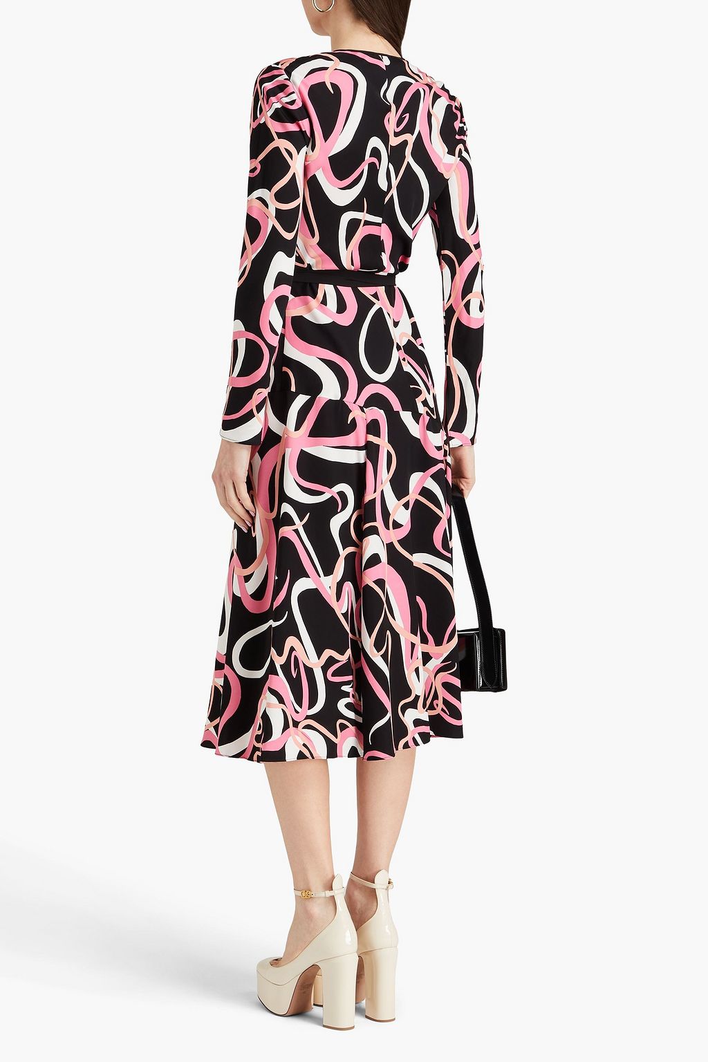 DIANE VON FURSTENBERG فستان "أنيكا" متوسط الطول من الجيرسي ومزيج نسيج إيكوفيرو™ بتأثير ملتف وبطبعات