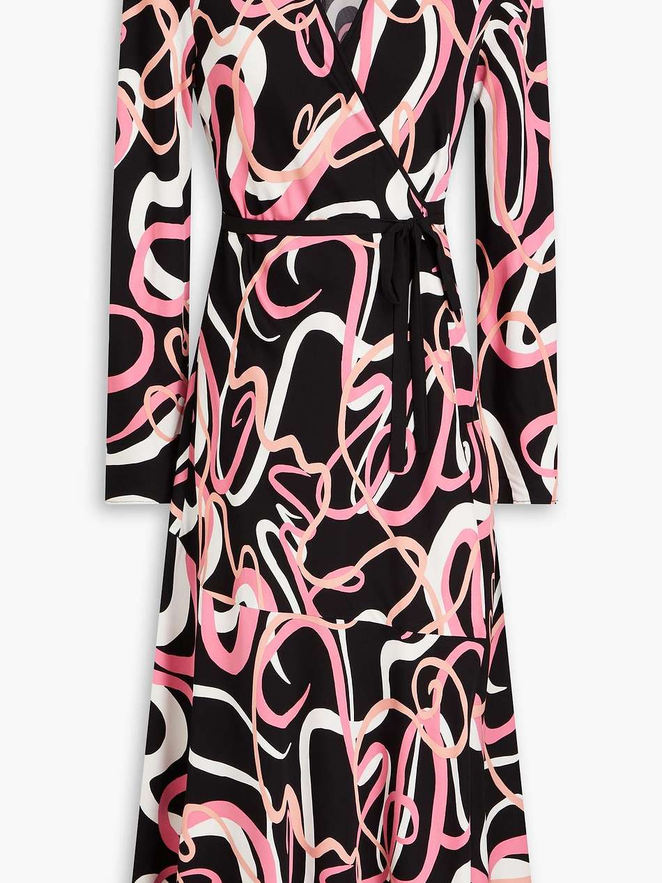 anika printed ecovero™-blend jersey midi wrap dress
