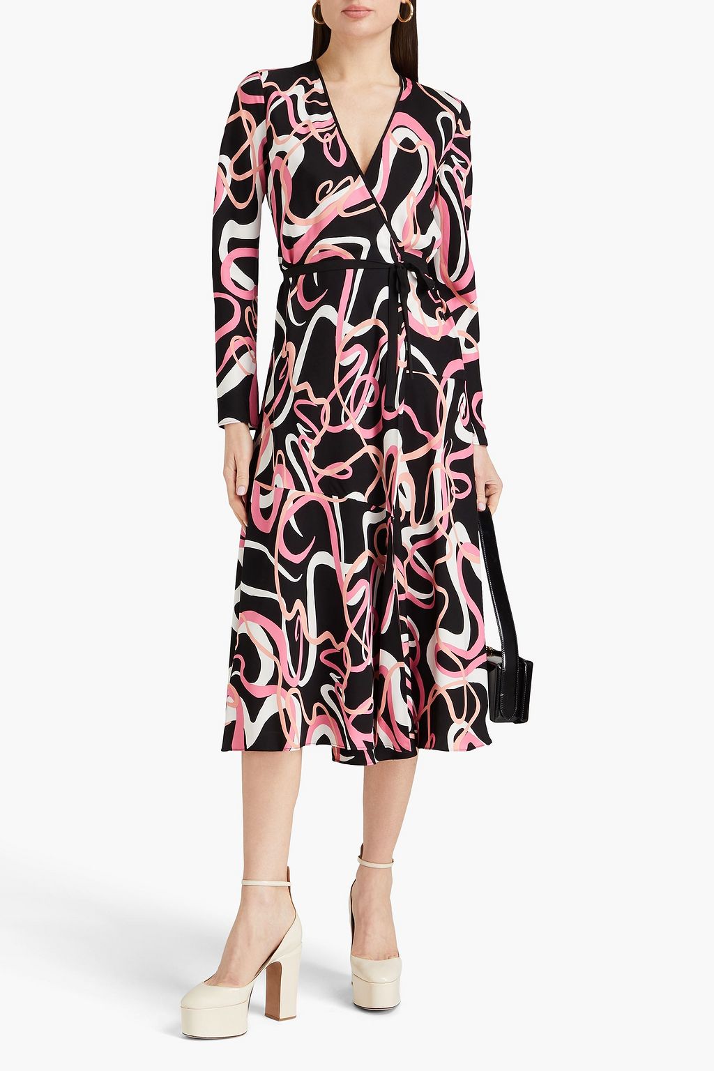 DIANE VON FURSTENBERG فستان "أنيكا" متوسط الطول من الجيرسي ومزيج نسيج إيكوفيرو™ بتأثير ملتف وبطبعات