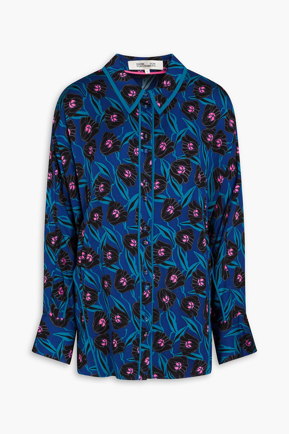 DIANE VON FURSTENBERG ALONA FLORAL-PRINT CREPE SHIRT