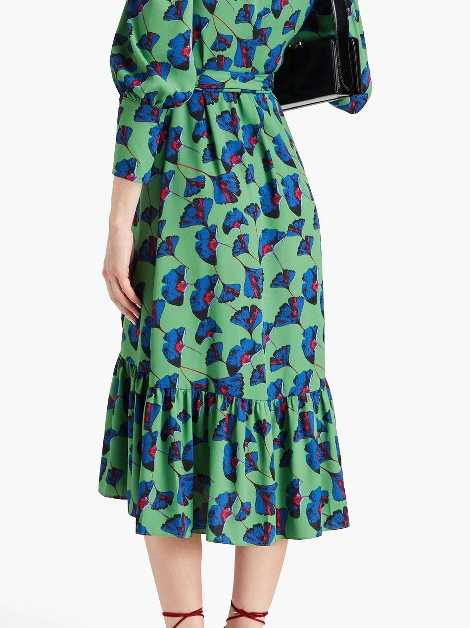 blade gathered floral-print crepe midi wrap dress