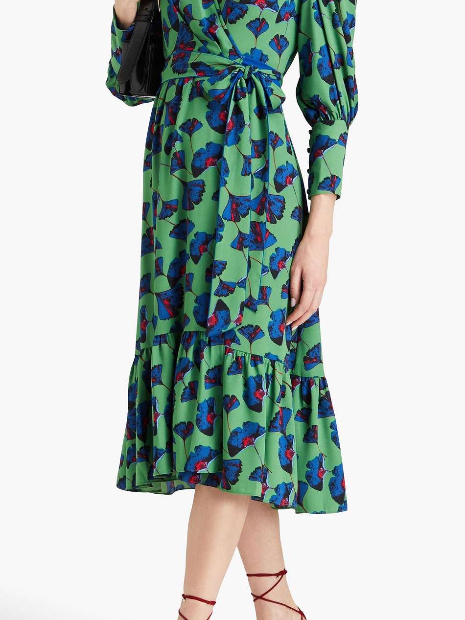 blade gathered floral-print crepe midi wrap dress