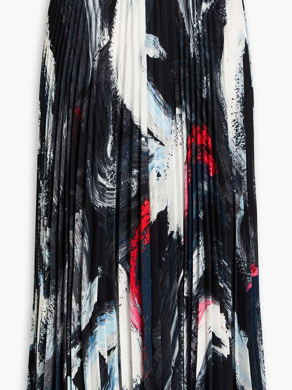 mkayla pleated printed crepe midi skirt