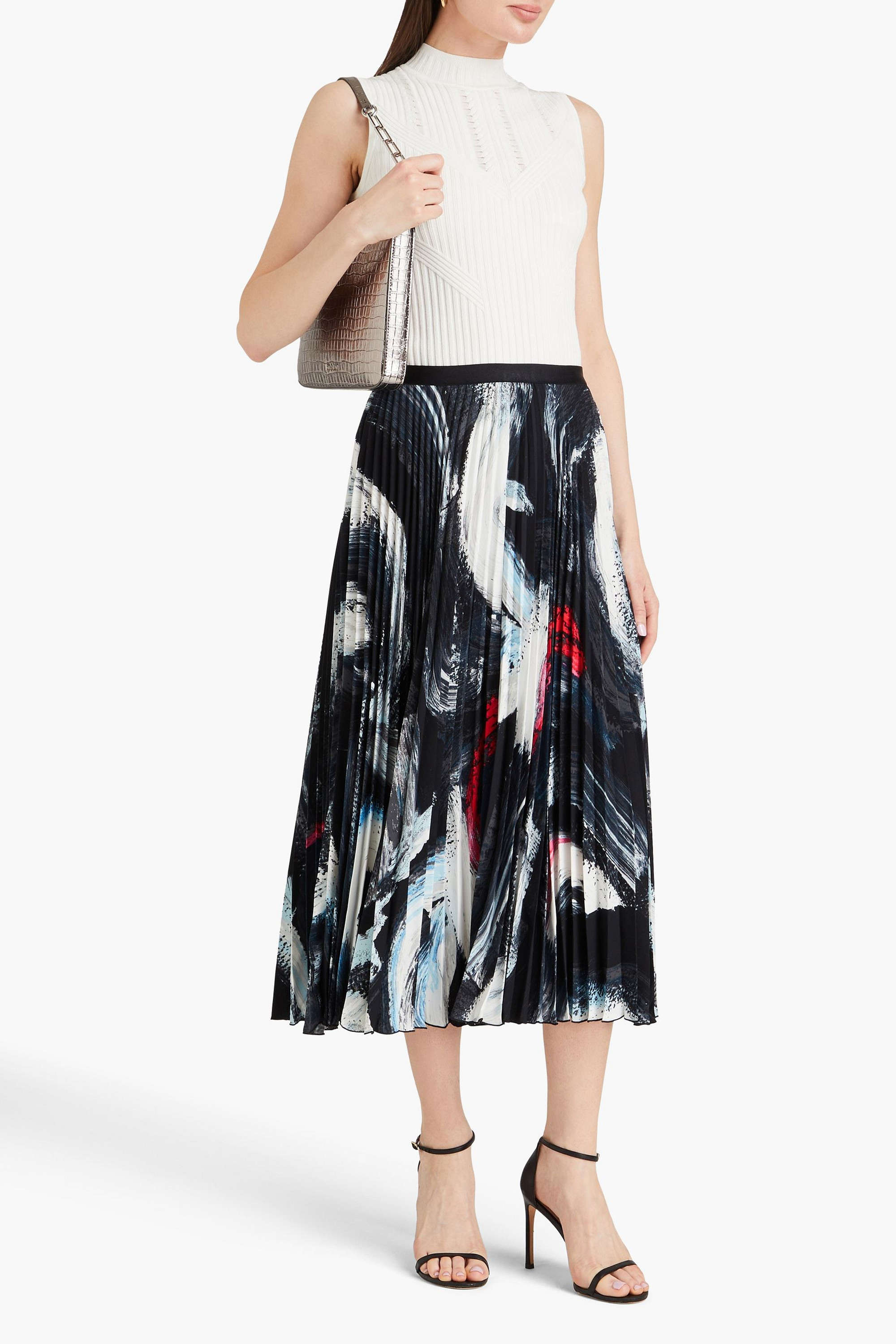 Diane von Furstenberg Mkayla pleated printed crepe midi skirt
