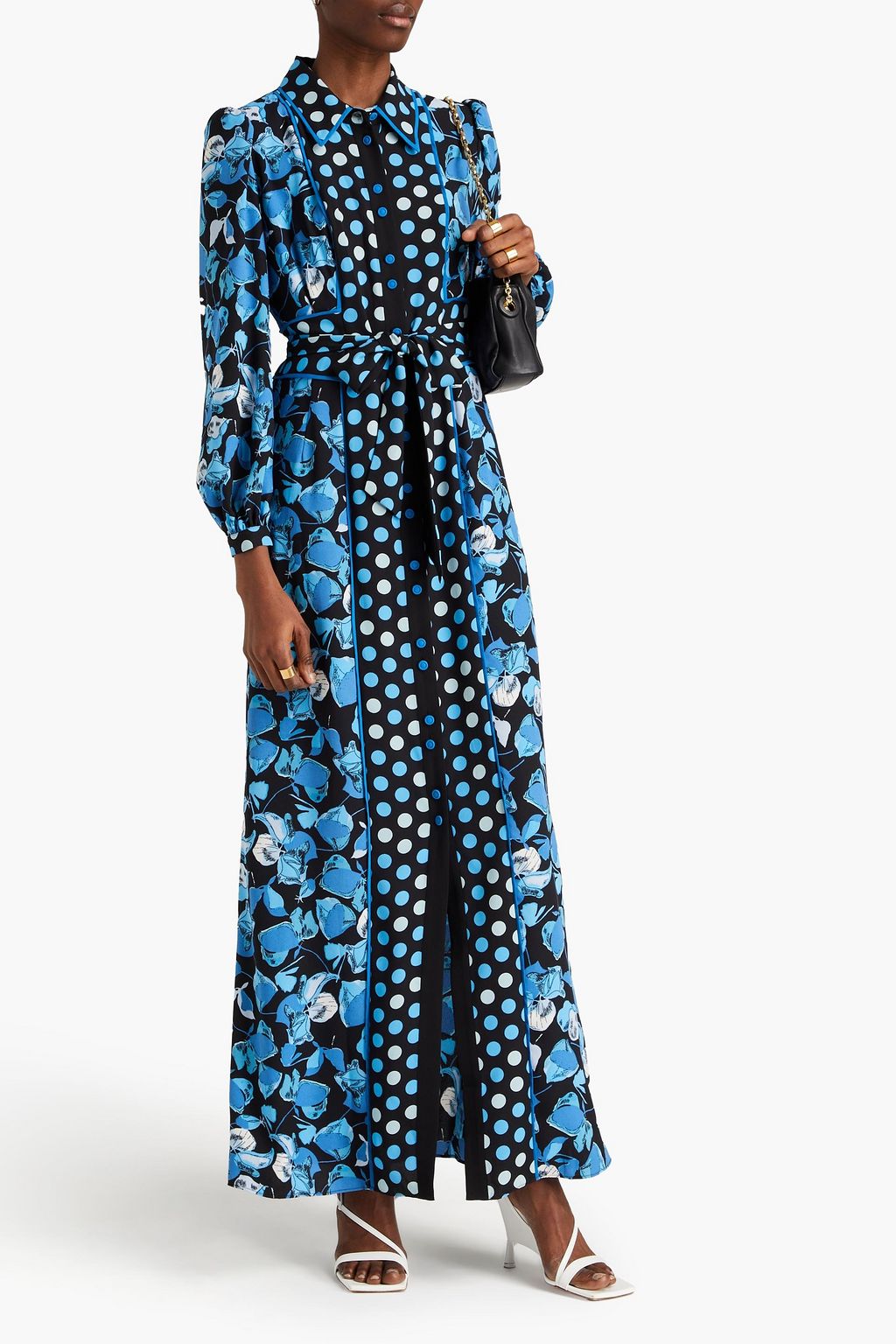 DIANE VON FURSTENBERG فستان طويل “جوشوا” مصنوع من الكريب ومزين بطبعات