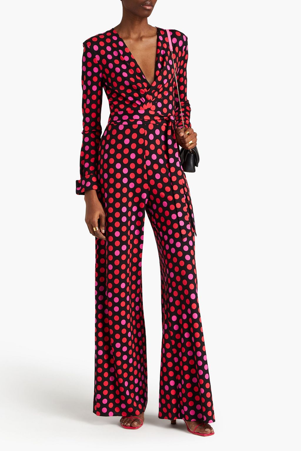 DIANE VON FURSTENBERG جمبسوت “روز ماري” مصنوع من الجيرسي ومزين بكسرات وبنقشة البولكا دوت