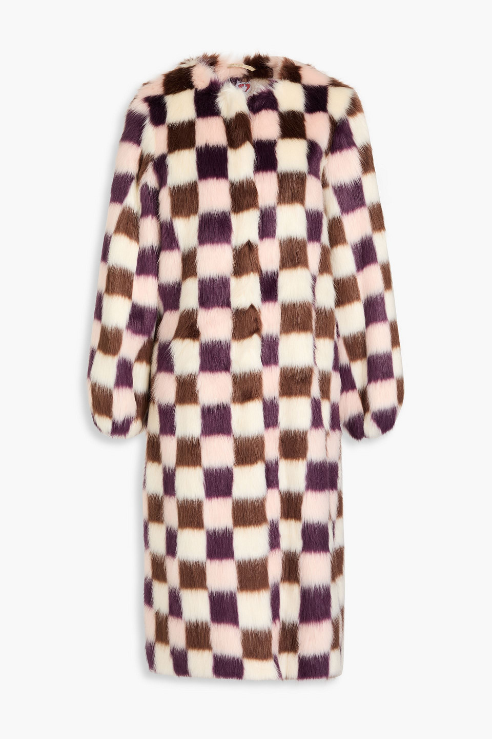 Shrimps Estelle Checked Faux Fur Coat In Multi
