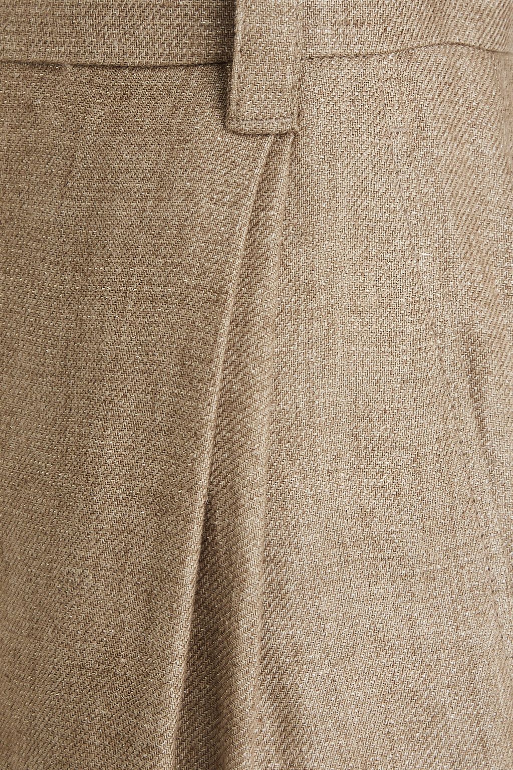 BRUNELLO CUCINELLI Pleated metallic linen-blend tapered pants
