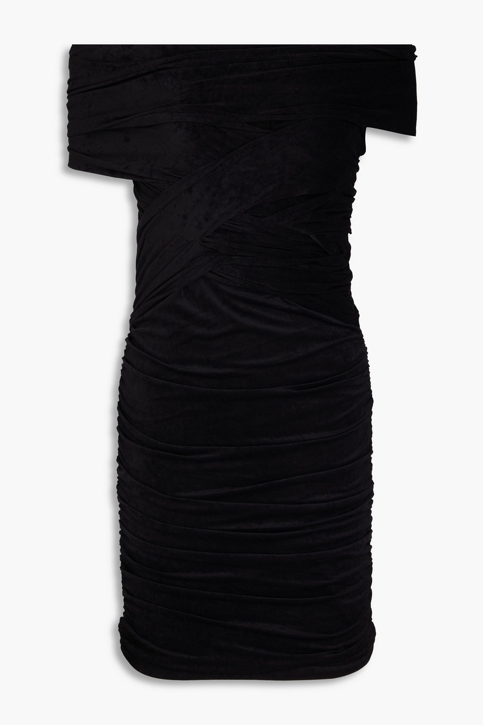 Alexander Wang Off-the-shoulder Ruched Stretch-velvet Mini