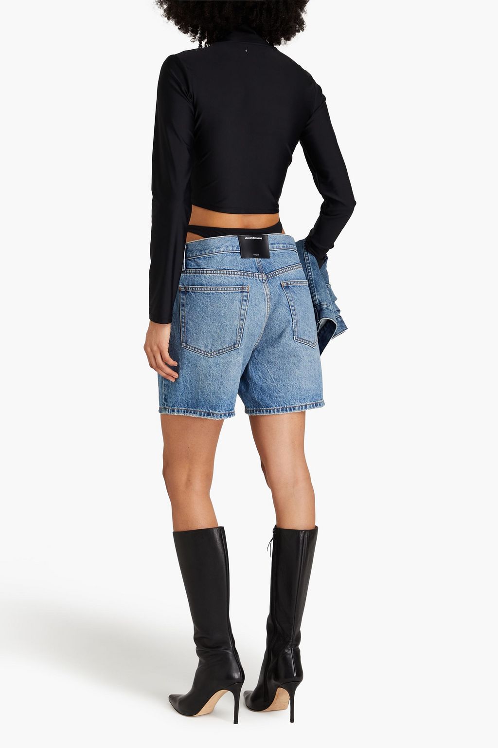 ALEXANDER WANG شورت بطبقات مصنوع من الجيرسي والدنيم