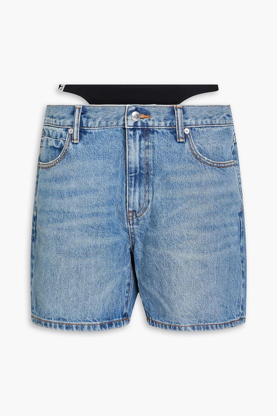 Alexander Wang - Layered jersey and denim shorts - Blue - 30