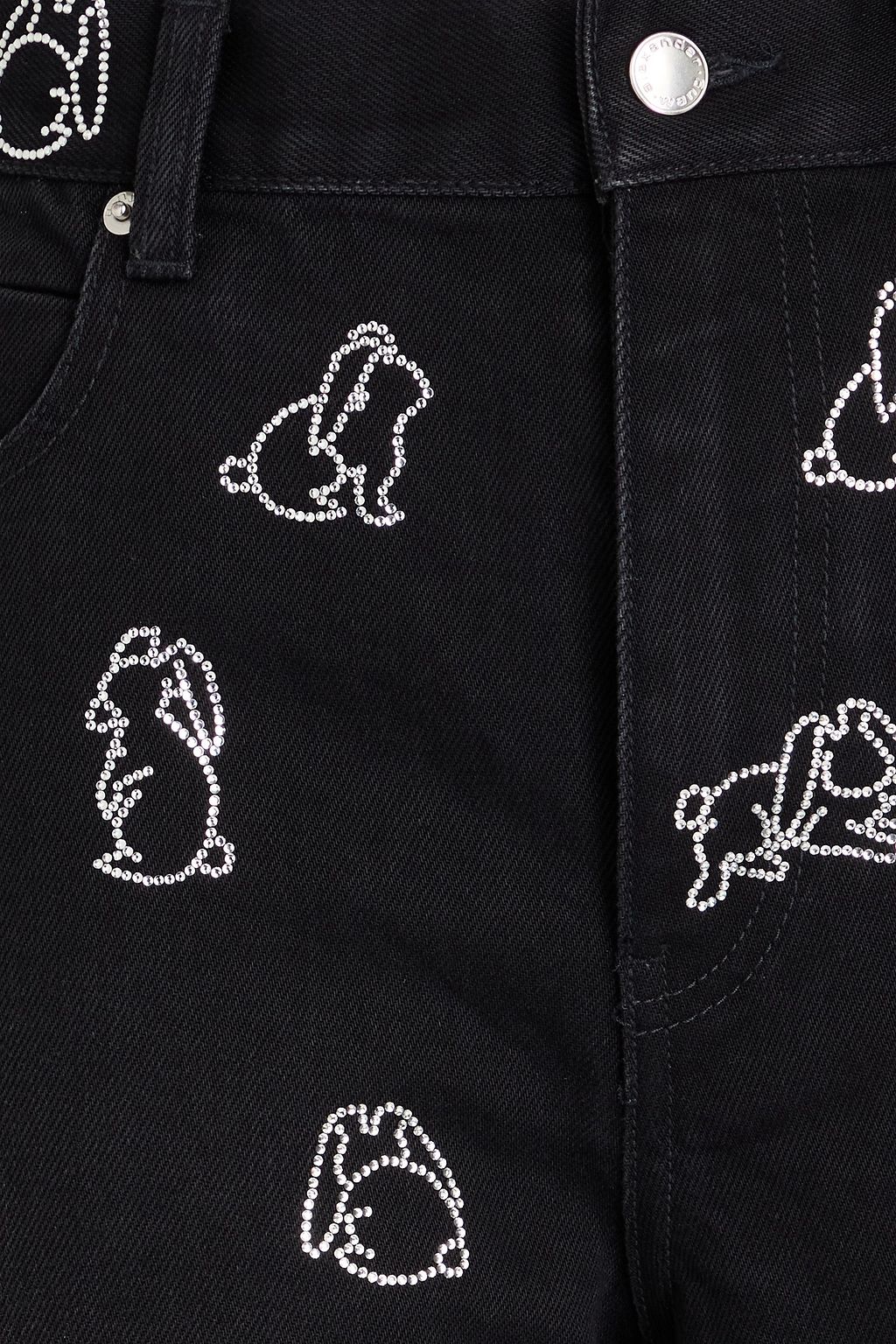 ALEXANDER WANG جينز بأرجل مستقيمة وخصر عالٍ مزين بالكريستال