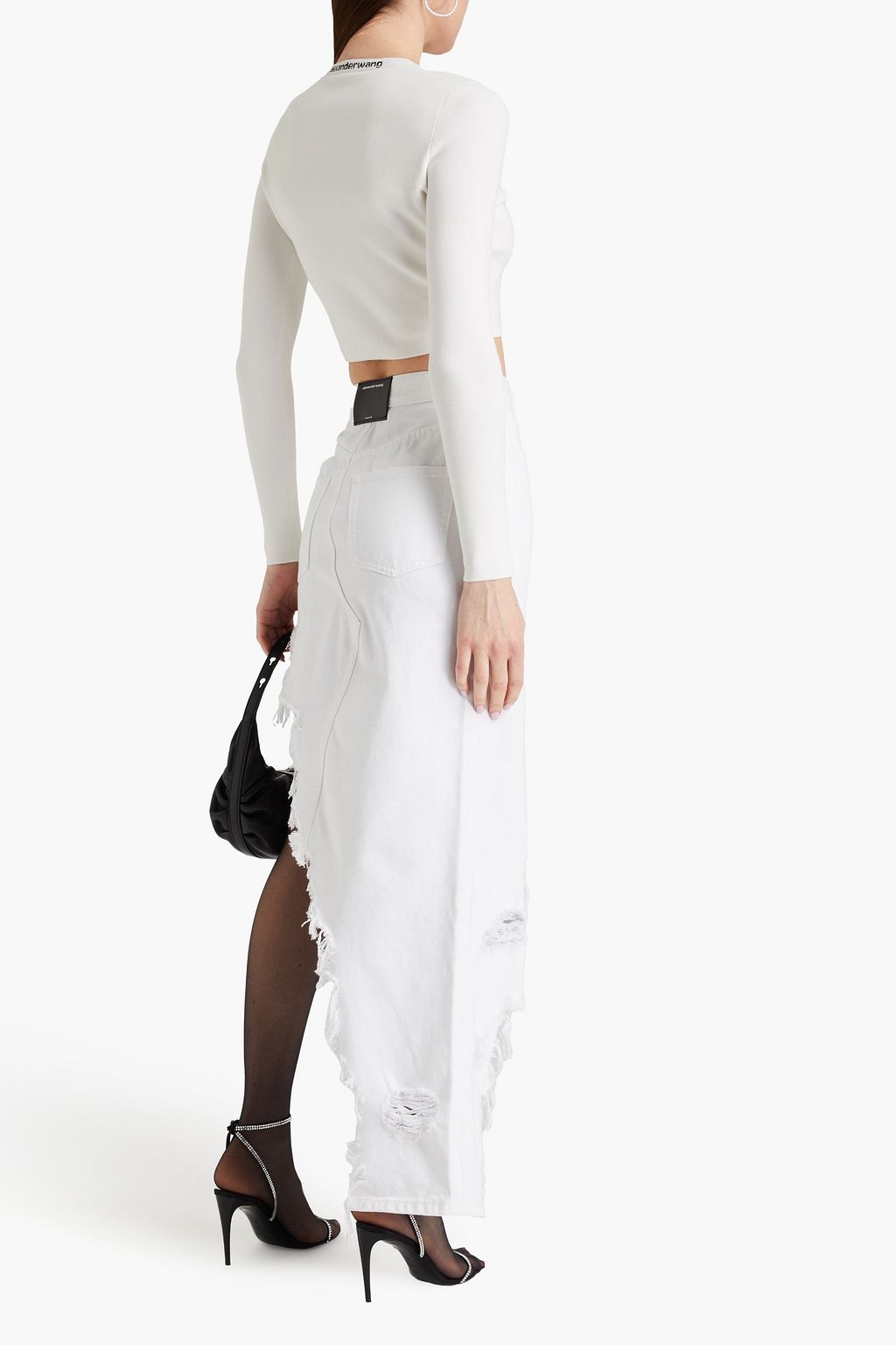 ALEXANDER WANG Asymmetric distressed denim skirt