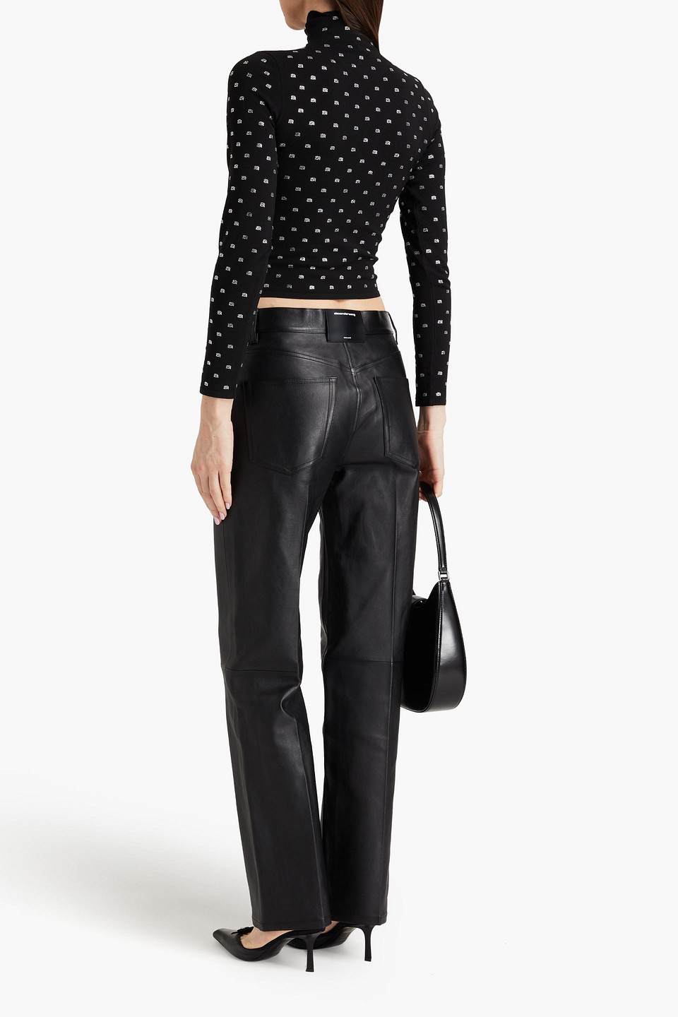  Alexander Wang - Cropped Rollkragenoberteil Aus Stretch-jersey Mit Kristallverzierung - Schwarz - Xs 