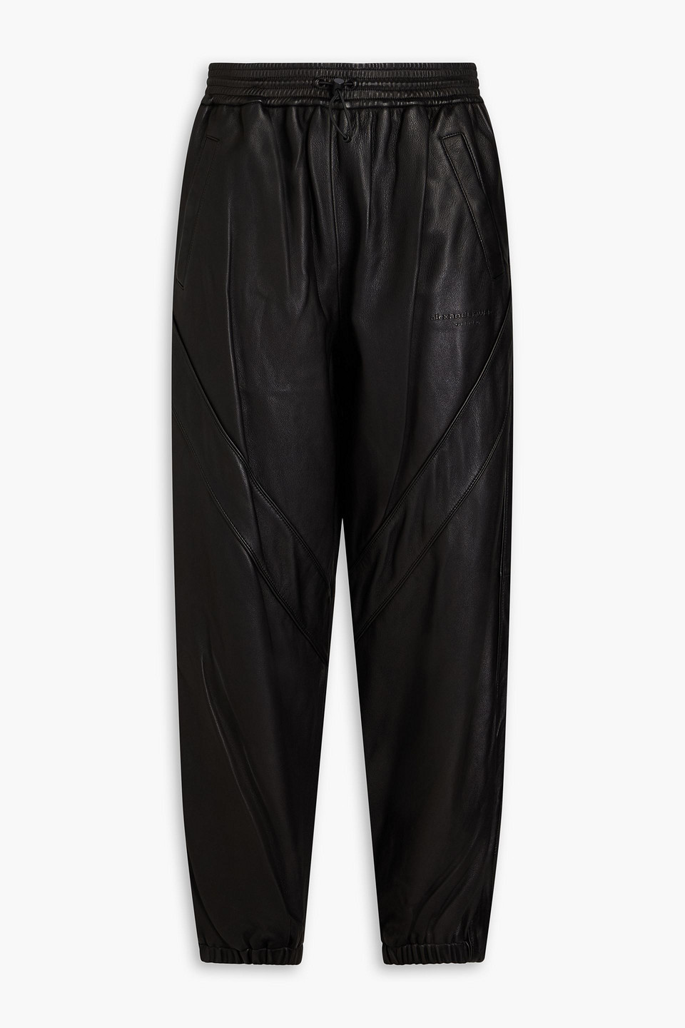 Alexander Wang Embossed Leather Track Pants In Black