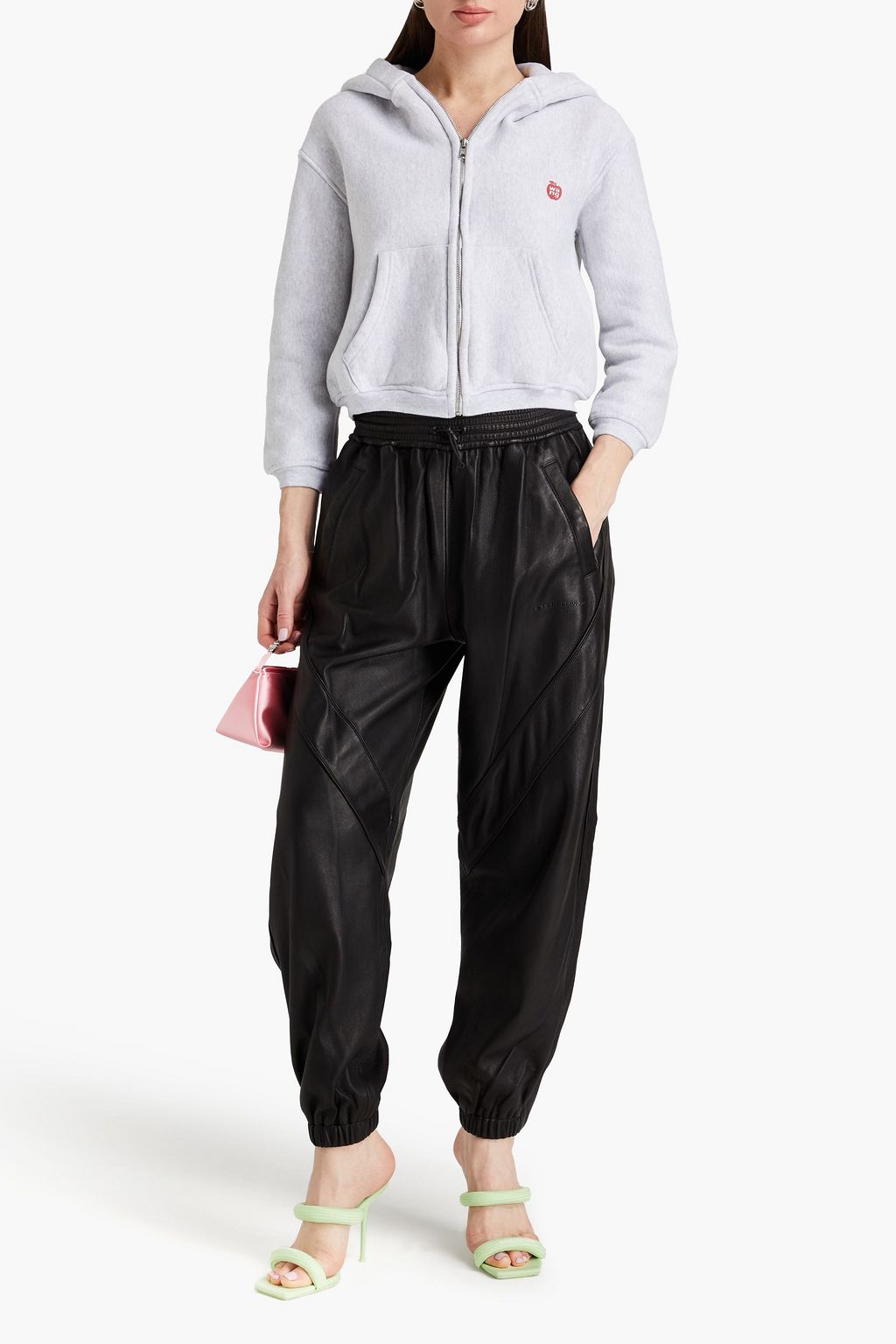 ALEXANDER WANG 엠보싱 가죽 트랙 팬츠