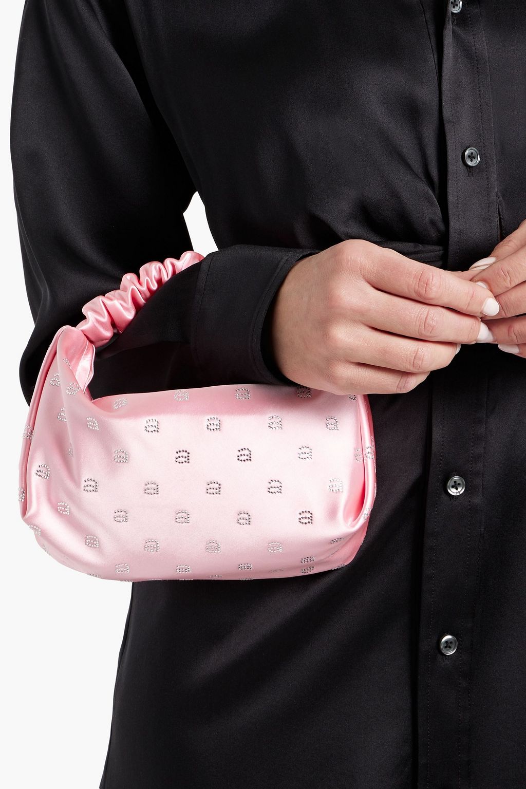 ALEXANDER WANG Scrunchie crystal-embellished satin tote