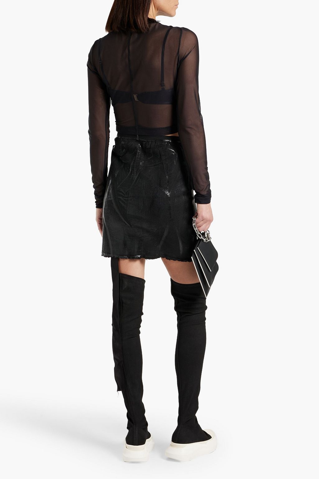 DRKSHDW BY RICK OWENS Coated denim mini skirt