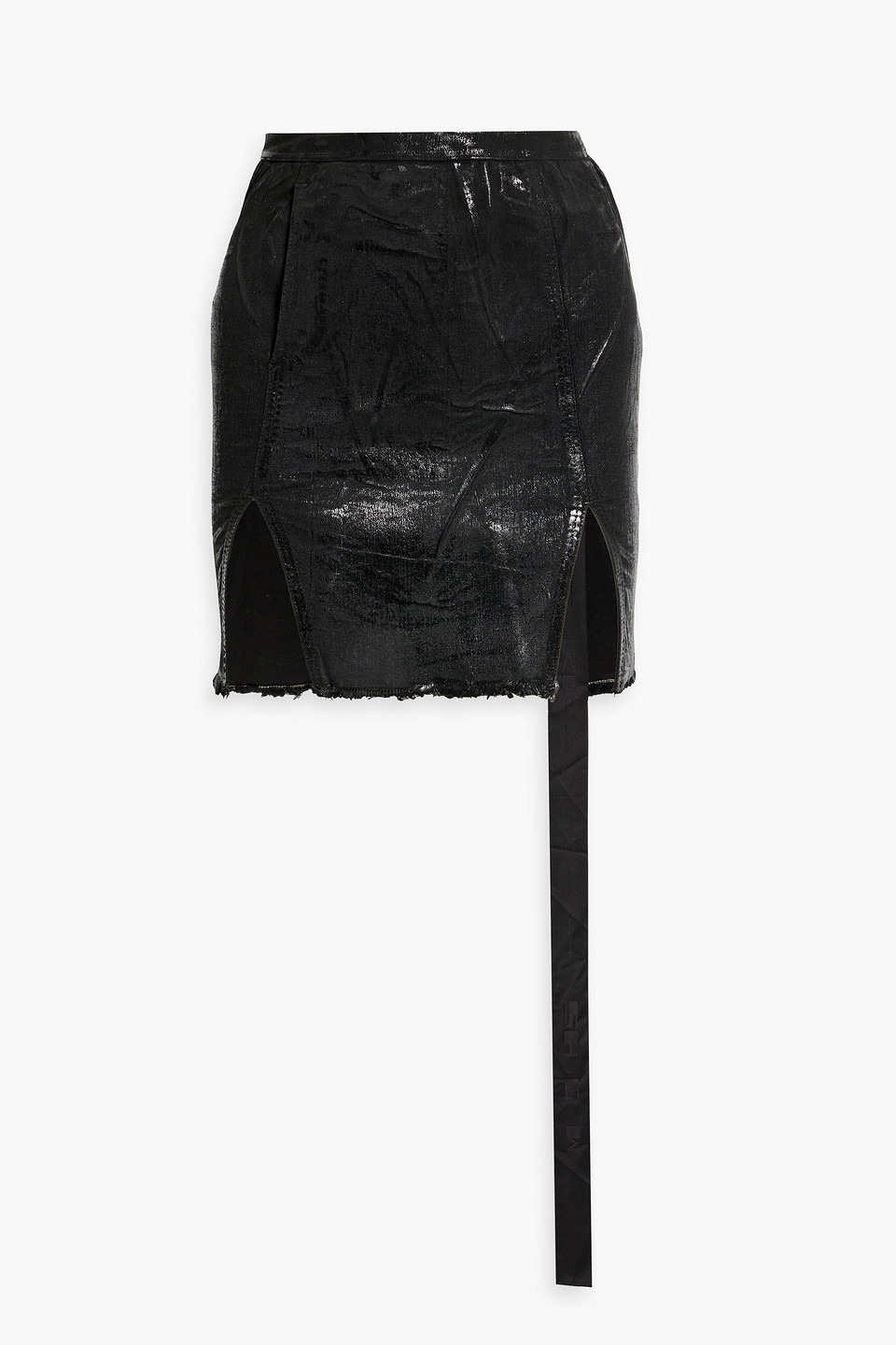 Rick Owens Coated Denim Mini Skirt In Black