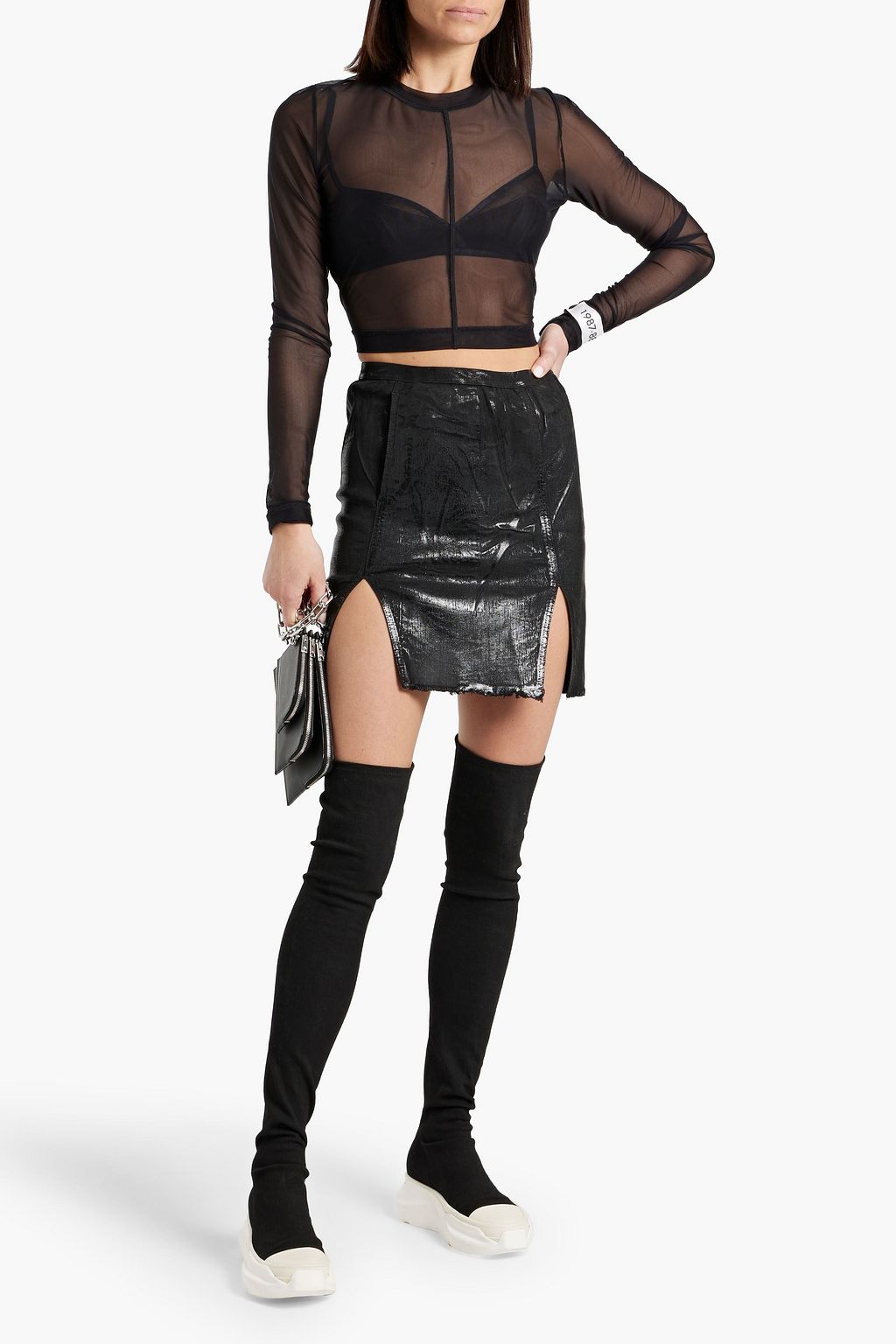 DRKSHDW BY RICK OWENS Coated denim mini skirt