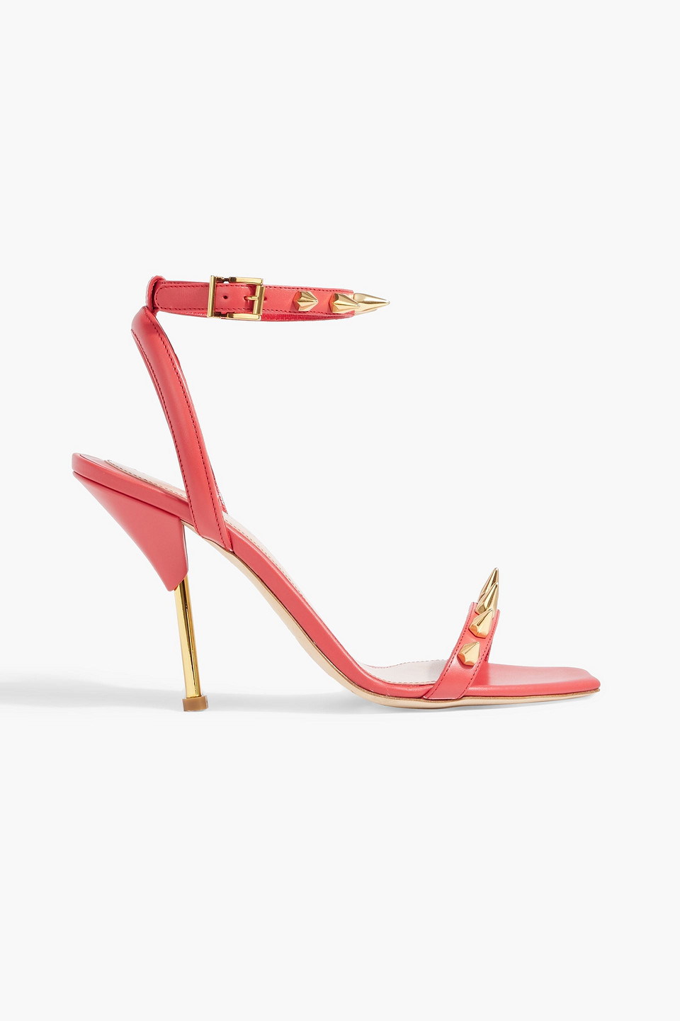 Alexander Mcqueen Spiked Leather Sandals In Papaya