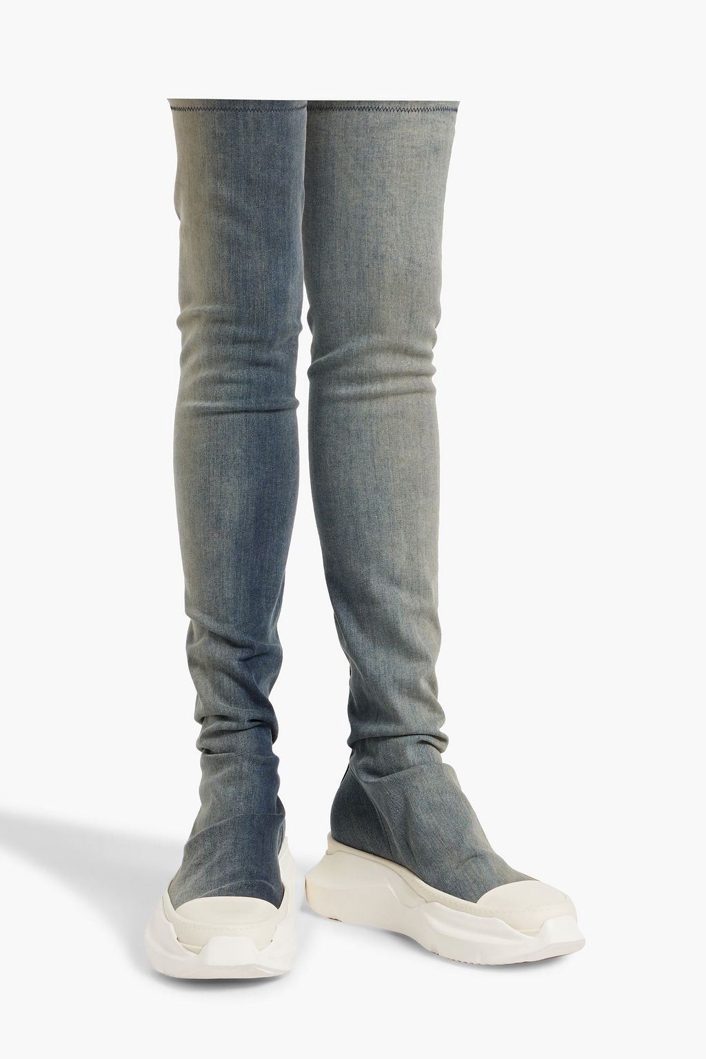 DRKSHDW BY RICK OWENS Abstract over-the-knee denim platform boots