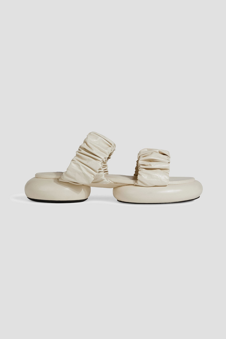 Jil Sander Ruched Leather Platform Sandals In Ecru