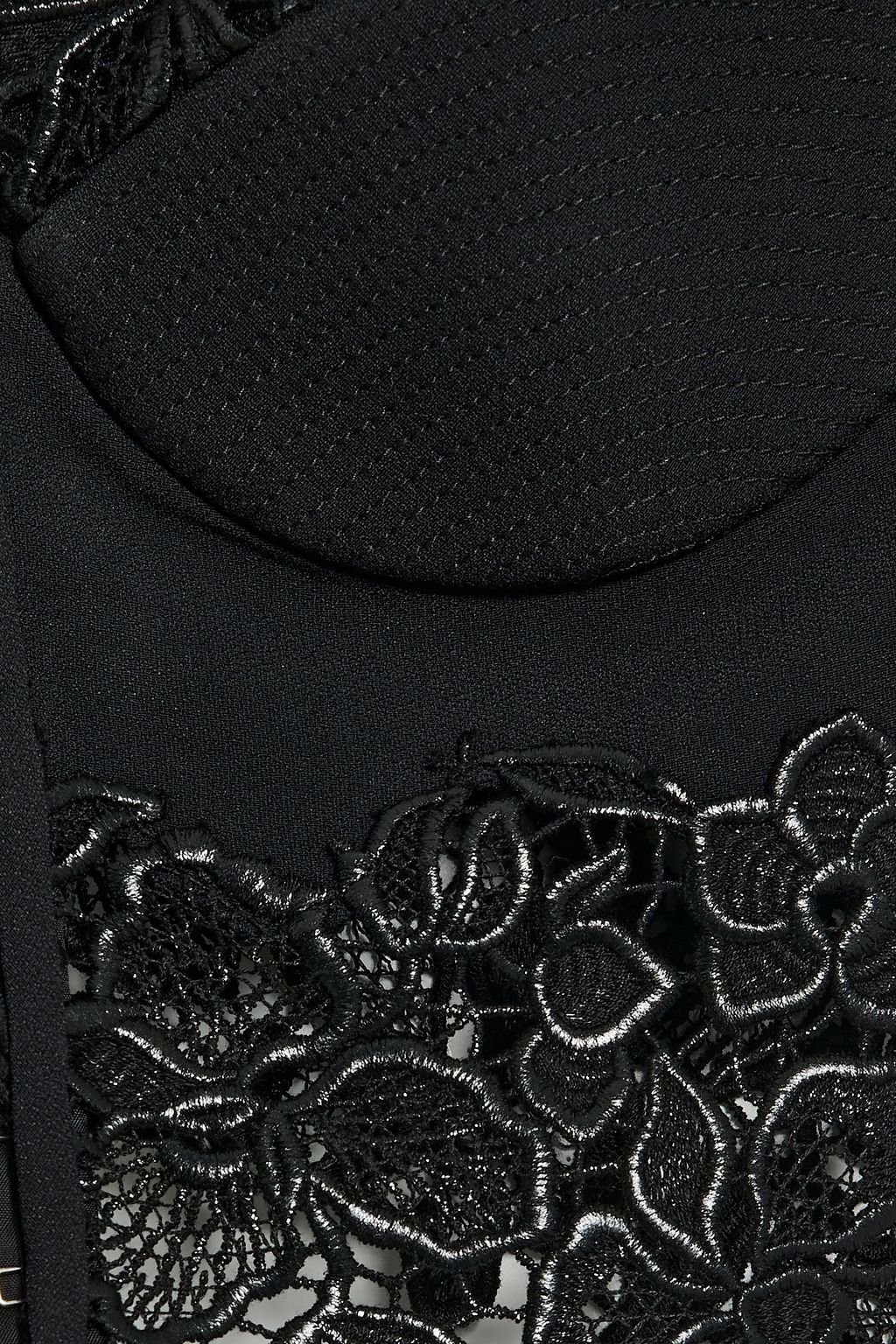 VERSACE Guipure lace-trimmed crepe bustier top