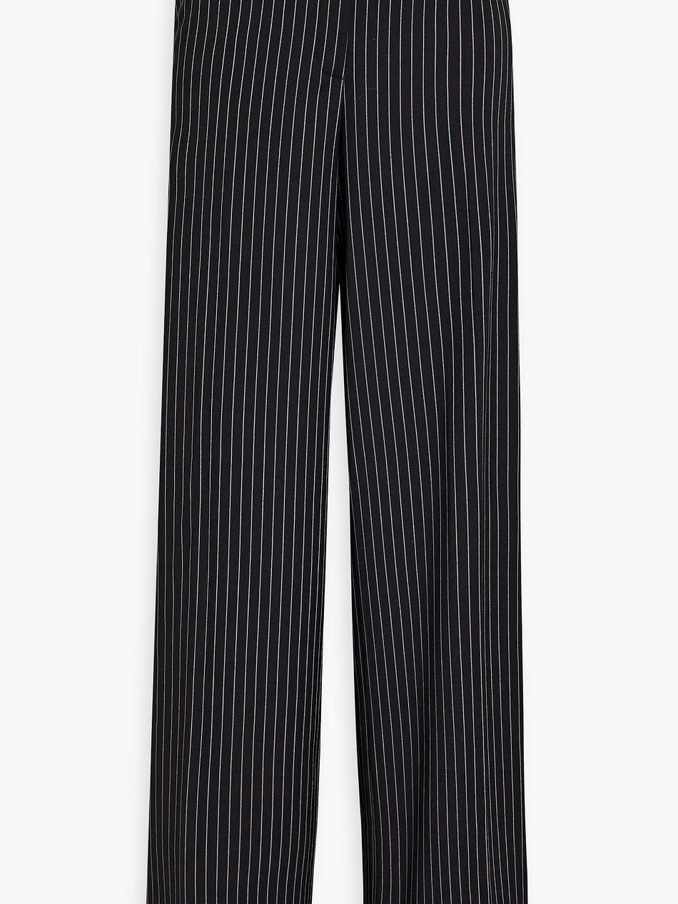 pinstriped wool-blend twill wide-leg pants