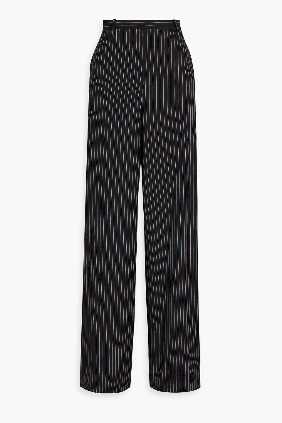 Pinstriped wool-blend twill wide-leg pants