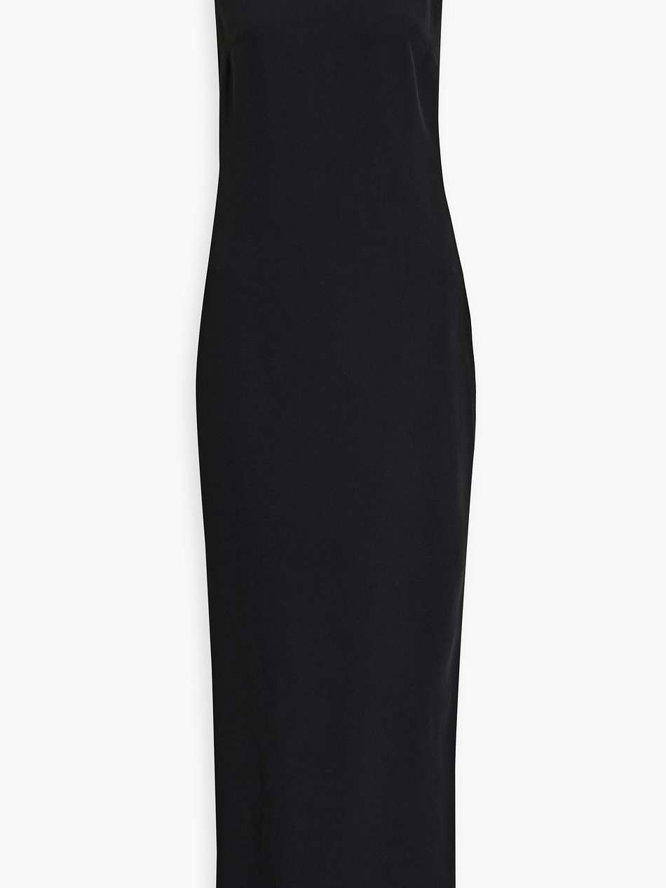 open-back draped crepe gown