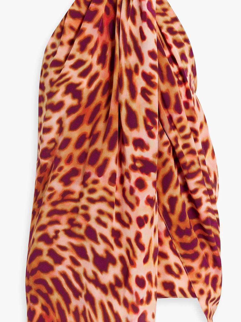 asymmetric leopard-print silk-chiffon halterneck top