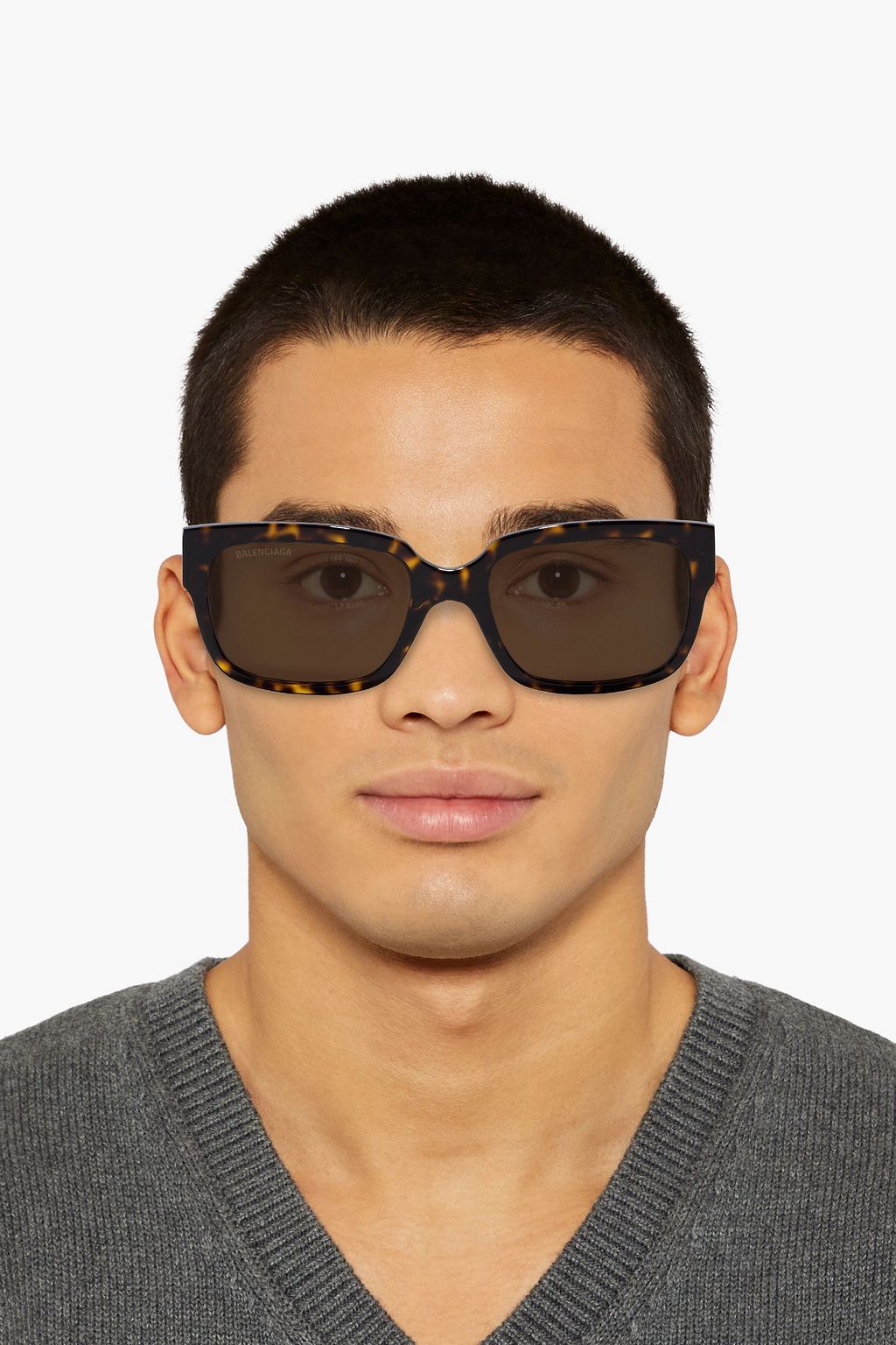 BALENCIAGA Square-frame tortoiseshell acetate sunglasses