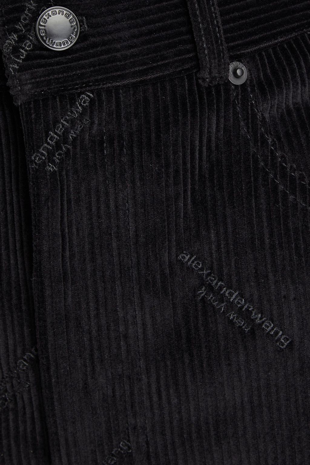 ALEXANDER WANG بنطال بقصة تضيق تدريجياً مصنوع من قطن مخمل مضلّع بتصميم مطرّز