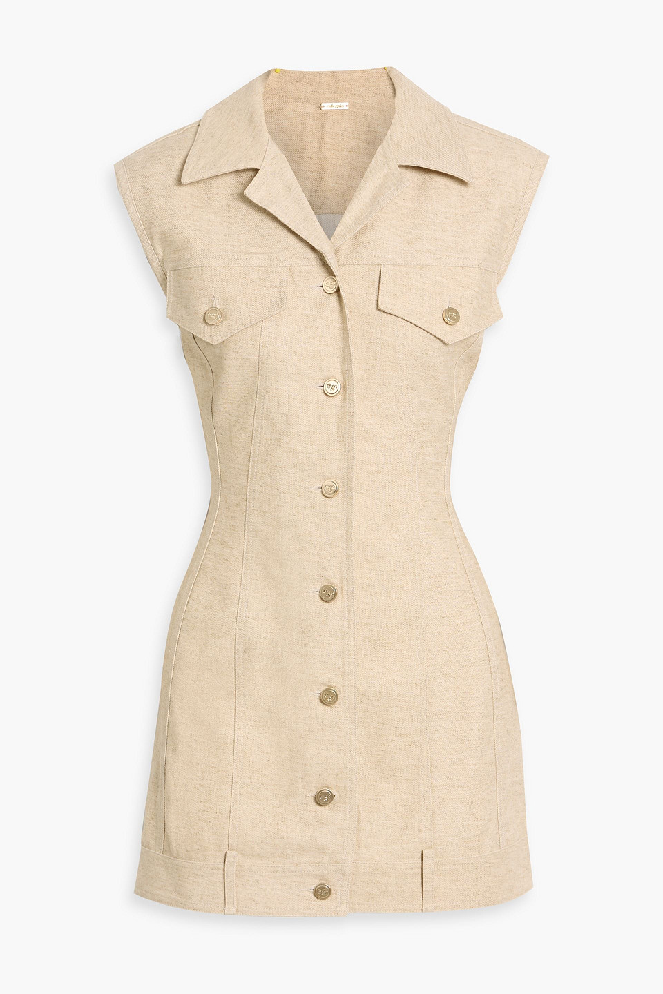 cult gaia - tanith cotton and linen-blend twill mini shirt dress - neutral - us 0