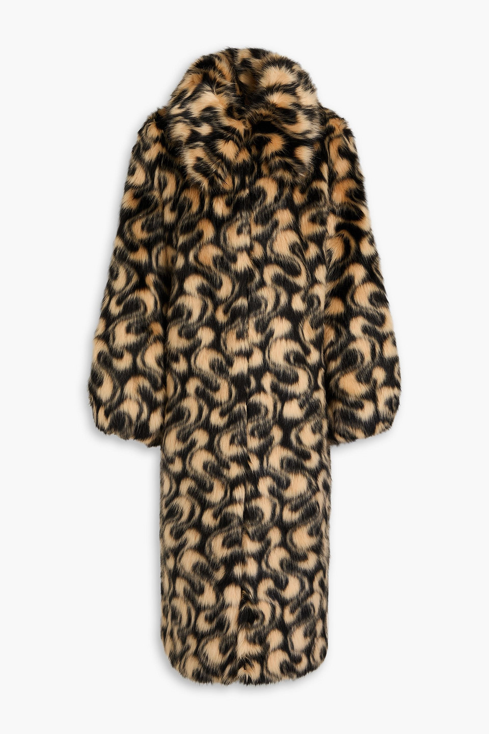 Shrimps Luther Printed Faux Fur Coat In Black