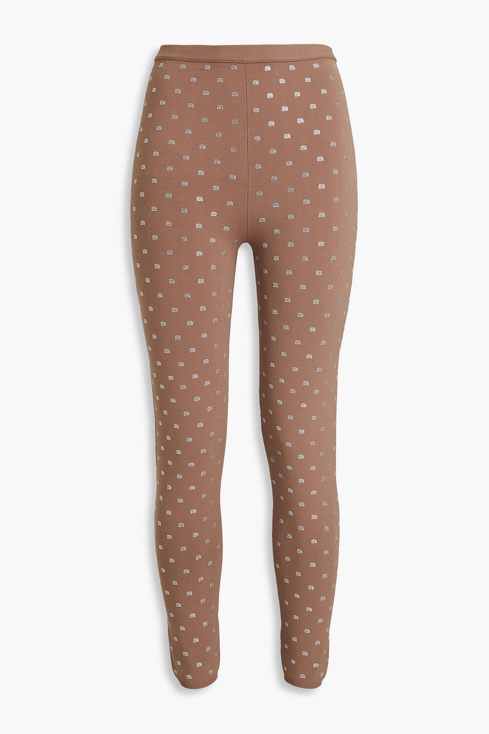 Alexander Wang - Crystal-embellished stretch-jersey leggings - Brown - XS