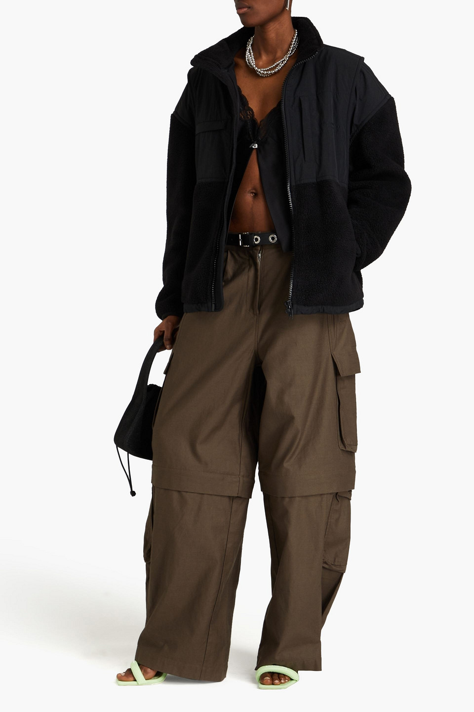 Alexander Wang Shell And Fleece Jacket In Black