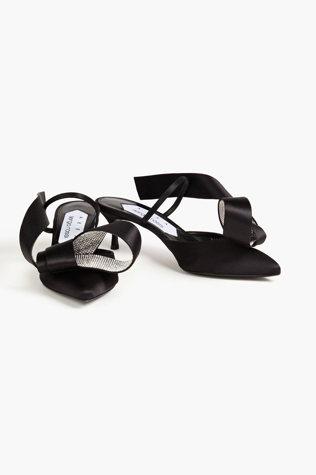 AREA X SERGIO ROSSI Marquise embellished satin mules