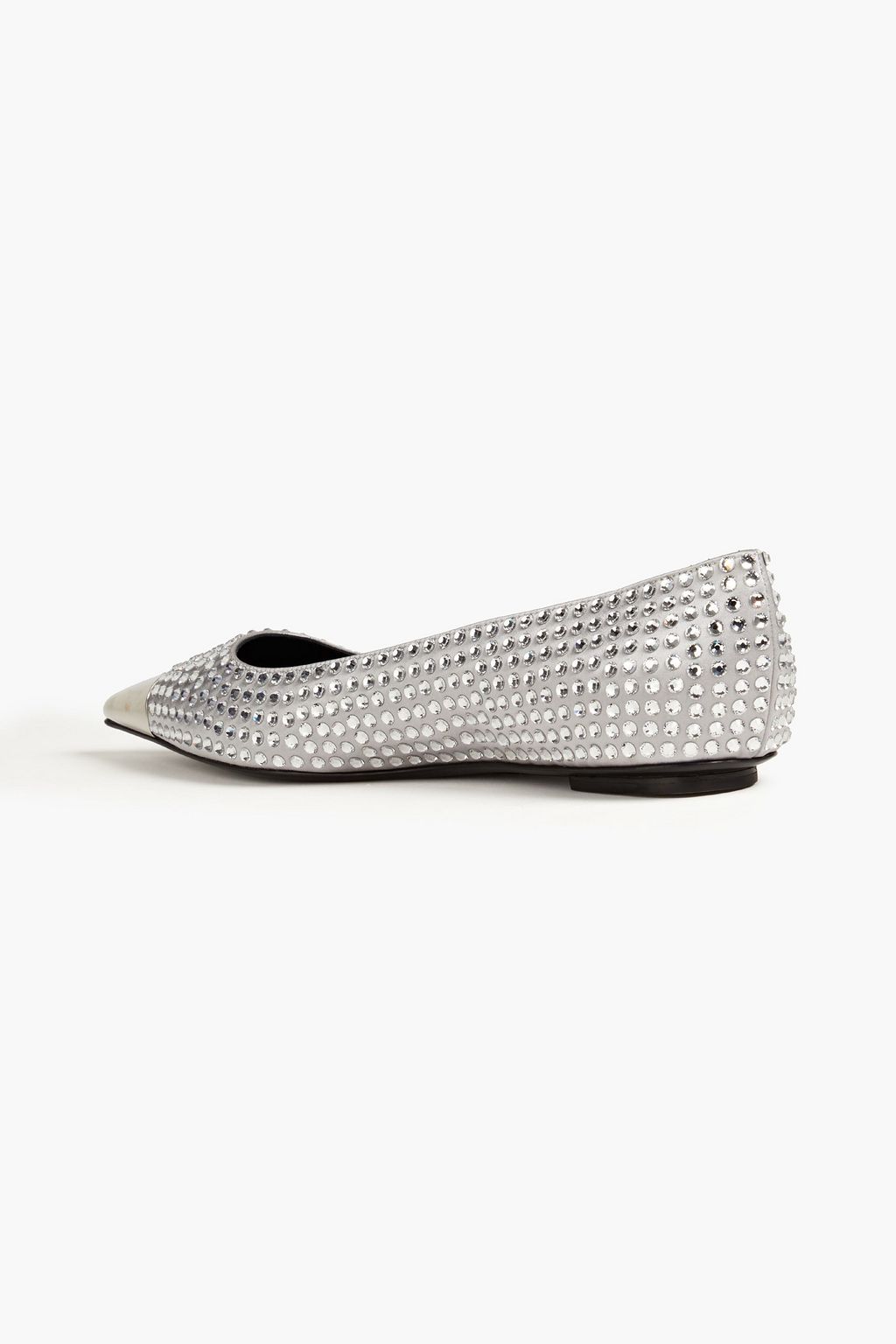 AREA X SERGIO ROSSI Dagger crystal-embellished satin point-toe flats